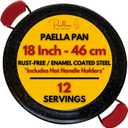 Paelluxe Paella Pan Enamelled, No-Rust Steel Skillet Perfect for Propane & Gas Burners Indoor & Outdoor Cooking Cacerola Paellera Sarten 18 Inch, for 12 Servings