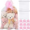 SilTriangle 6 Sets 30 x 40 Inches Extra Large White Organza Fabric Bags with Pull Bow for Gift Basket Large Organza Gift Wrapping Mesh Drawstring Bag for Christmas Wedding Bridal Baby Shower Easter (1 Count (Pack of 6))