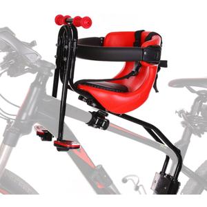 Kids Bike Seat, Baby Bicycle Seat Bearing 50kg Front Mounted Child Bike Seat with Handrail and Seatbelts for Children Aged 8 Months to 4 Years, Adjustable Kids Seat for Adult Bike, Red