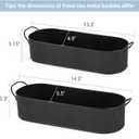 Mkono Metal Storage Basket for Toilet Tank Top Bathroom Decor, Galvanized Tray with Handle for Shelves, Farmhouse Toilet Paper Holder Organizing Bin Box for Countertop Living Room, Set of 2, Black