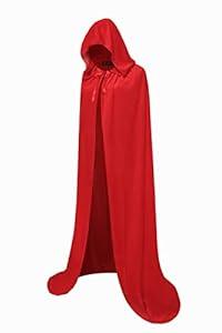 Regenboog 59inch Red Velvet Cape with Hood, Full Lenght Cloak for Adult, Christmas Halloween Costume, Masquerade, Witch Cape, Wizard Cape Adult, 150cm