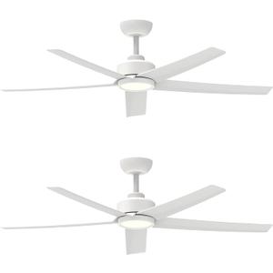 ocioc 2 Pack 52 inch Ceiling Fans with Lights and Remote Control, Ultra Quiet DC Motor, 3 Color Temperatures Modern Ceiling Fan for Bedroom Patio Indoor Covered Outdoor White
