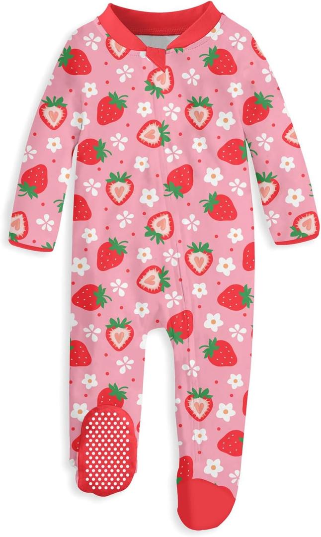 UNIFACO Baby Girls Boys Footed Pajamas One-Piece Sleeper Snug Fit Sleep and Play Zip Front Footie Romper 0-12 Month (6-9 Months)