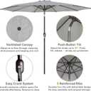 Blissun 10FT Outdoor Patio Umbrella, Outdoor Table Umbrella, Yard Umbrella, Market Umbrella with 8 Sturdy Ribs, Push Button Tilt and Crank