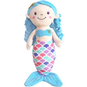 illuOKey Mermaid Doll for Girls, Mermaid Princess Plush, Soft and Snuggly Plush Animal, Lovely Bright Colors, Perfect for Nap Time, Sleep, Travel, Play Time, Birthday Present, 16 Inches (Blue Color)
