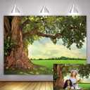 BINQOO Spring Tree Backdrop 7x5ft Spring Nature Green Grassland Photo Background Picnic Kids Adults Outdoor Travel Portraits Studio Props