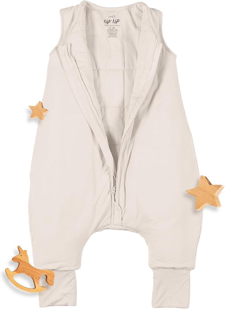 Nyte Nyte Baby - Sleeveless Soft Baby & Toddler Sleeping Sack, Breathable with Adjustable Feet Cuffs & Anti-Slip Grip (12-18, Bone)