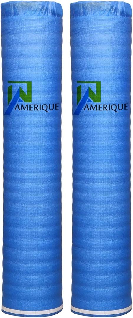 400SQFT AMERIQUE 2MM Premium Flooring Padding 3-in-1 Heavy Duty Foam Blue, 200SF/Roll, Pack of 2 Underlayment, with Tape & Vapor Barrier