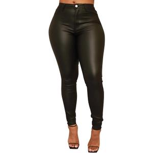 Zebaexf Faux Leather Leggings for Women, Black High Waisted Stretch Leather Pants (Medium, Matte-black)