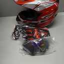 OUMURS Adult Dirt Bike Helmet with Goggles Gloves & Mask Adjustable Sun Visor Motorcycle Adults ATV Helmet OffRoad Motocross Downhill Moped MX for UnisexAdultRed Flame, XL