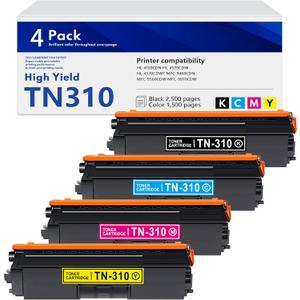 TN-310 Toner Cartridge Set Replacement for Brother TN336 TN310 TN315 TN331 (KCMY, 4-Pack) Works for HL-4150CDN HL-4570CDW MFC-9460CDN MFC-9560CDW MFC-9970CDW Printer