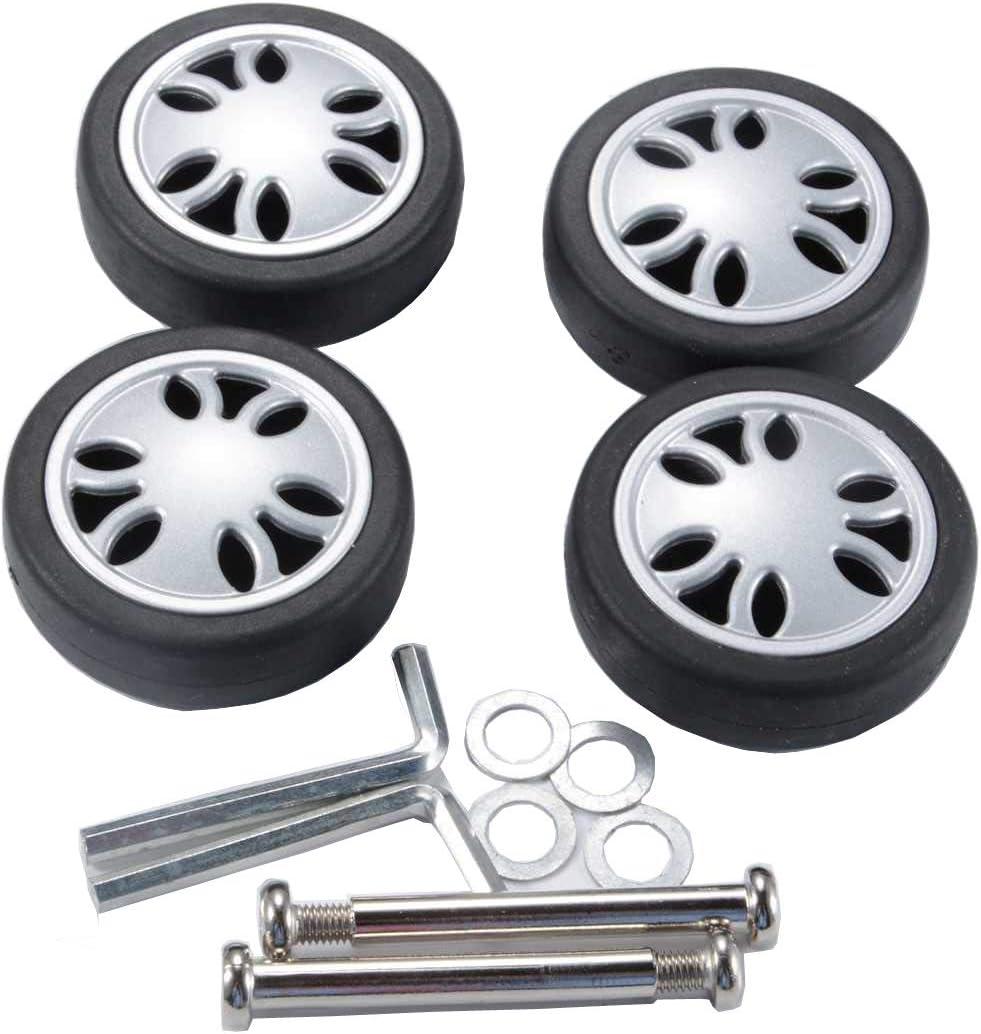 Suitcase Wheels Replacement 360 Spinner 50x15mm Kits Luggage Travel Wheel Double Accessories Universal Rubber Swivel Trolley Casters Bearings Repair Tools Set Rotating Flexible Quietness 2Pack (50mmx15mm)