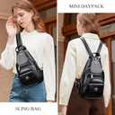 Over Earth Genuine Leather Sling Bag for Women Men Small Causal Crossbody Purse Chest Backpack(O212E Classic Black)