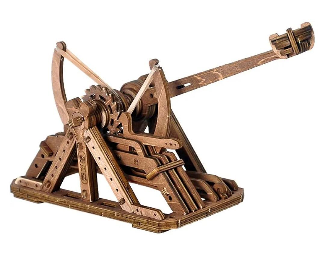 Adult 3D Wooden Catapult Puzzle Kit, DIY Mechanical Model Construction Set, Educational STEM Puzzle Desktop Toy or Decorative Item for Teens Aged 14 and Up