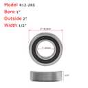 Donepart R16-2RS Bearings, 1 Inch ID x2 Inch OD x1/2" Thick C3 High Speed Pre-Lubricated and Double Rubber Sealed Ball Bearings for Lawn Mower, Wheelbarrow, Go Karts & Industrial Machinery (2 Pack)