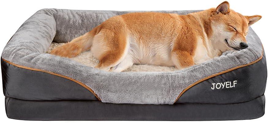 JOYELF Large Memory Foam Dog Bed, Orthopedic Dog Bed & Sofa with Removable Washable Cover and Squeaker Toy as Gift (35.8"L x 26.8"W x 7.9"Th)