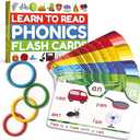 Phonics Flash Cards - Learn to Read in 20 Stages - Digraphs CVC Blends Long Vowel Sounds - Games for Kids Ages 4-8 Kindergarten First Second Grade Homeschool Educational Study Activity