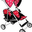 My First Doll Twin Stroller - Cutest Heart Design Doll Twins Stroller - Great Toy Gift for Girls (Red)
