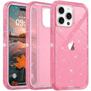 TUTUKII for iPhone 15 Pro Case Clear, Anti-Drop, Transparent, Shockproof, Military Grade Drop Protection, Heavy Duty Protective Phone Case Cover for 15 Pro 6.1", Pink Glitter