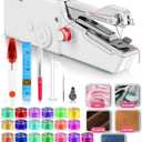 Mini Sewing Machine with Accessory Kit, Lightweight and Easy Operated Cordless Handheld Sewing Machines for Beginners, Portable Sewing Machine for Home Quick Repairing and Stitch Handicrafts (White)