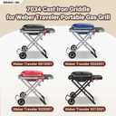 Griddle for Weber Traveler Grill 9010001 9020001 9030001, 7034 Cast Iron Griddle Insert Replacement Parts for Weber Traveler Portable Grill 9013001 9011701 Flat Top Griddle Accessories with Carry Bag