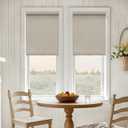 Cordless Roller Shades Blackout Blinds for French Door Room Darkening Rolled Up Shades with Linen Valance, UV Protection Narrow Window Shades Blinds for Bedroom Home and Office Beige 24" W x 72" H