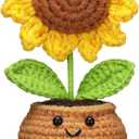 Breling Boss Gift for Women Men Handmade Positive Sunflower Doll Crochet with Warm Word Card Boss Day Appreciation Thank You Gift Idea for Office Retirement Farewell Birthday Xmas Party(Without You)