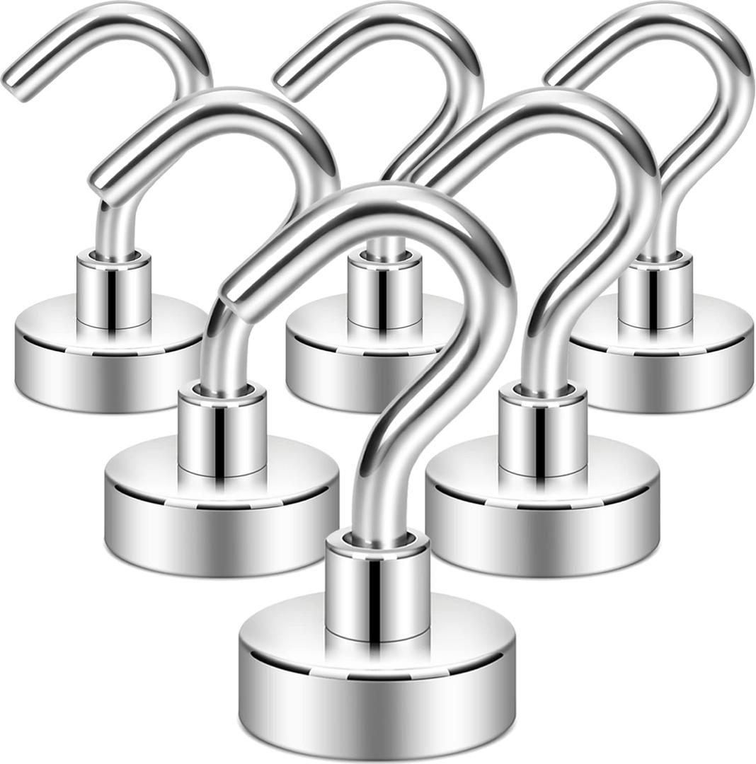 Neosmuk Magnetic Hooks, Cruise Ship Essentials, 30lb+ Heavy Duty Magnetic Hooks for Cruise Cabins, Refrigerator, Grill, Hanging, and Travel | Extra Strong Must-Haves Magnet Hook (Silver)