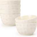 Elegant 12 oz French Onion Soup Bowls, Fine New Bone China Ramekins with Hammered Texture & Concave-Convex Design,Perfect for Baking,Souffle,Creme Brulee,Oven-Safe,Microwave-Safe,Dishwasher-Safe,Set of 6 (Beige 4.7inch 12oz)