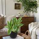 DILATATA Fake Snake Plant 11 Inch Small Potted Good Luck Plant Artificial Snake Plants Faux Mother in Law Tongue Sansevieria Plant - 20 Leaves Fake Laurentii for Indoor Outdoor Home Office Decor