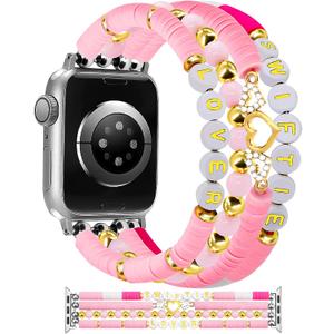 JR.DM Beaded Bracelet Compatible with Apple Watch 40mm 38mm 41mm 44mm 42mm 45mm 46mm Women Kids Girls Singer Inspired Bracelets Cute Handmade Strap for iWatch Series 11/10/9/8/7/SE/6/5/4/3/2/1