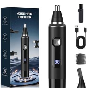 Ginity LED Display Ear and Nose Hair Trimmer Clipper for Men Women,2025 Rechargeable 2 in 1 Professional Painless Eyebrow & Facial Hair Trimmer with Powerful Motor and Dual-Edge Blades Easy Cleansing