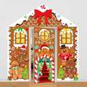 Cinrobiye 4 Pcs Christmas Door Decorations Merry Christmas Porch Photography Backdrop Xmas Front Door Decor Hanging Banner Winter Holiday Garage Door Cover for Classroom Home Party Favor Supplies (Brown)