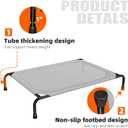 Simple Trending Raised Dog Bed for Large Dogs, Waterproof XL Dog Cot, Outdoor Cooling Elevated Pet Bed Load 200lb, 47.75" x 30.5", Grey