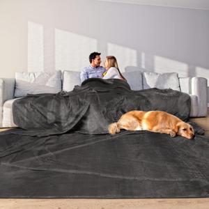PHF Oversized Blanket 120x120 Inches, Giant Huge Companion for Bed, Sofa,Travel and Camping, Extra Large Big Soft Blanket Fits The Whole Family and Outdoors, Dark Grey 10'x10'
