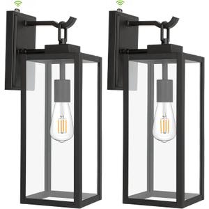 hykolity Large Size Dusk to Dawn Outdoor Wall Lanterns, 18 Inch Outdoor Wall Light Fixtures, Matte Black Porch Lights, Exterior Wall Lighting, Architectural Outdoor Sconces, ETL Listed, 2 Pack