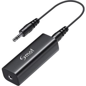 Smof Upgraded Ground Loop Noise Isolator, Noise Filter for Car Audio/Home Stereo System (Eliminate The Buzzing Noise Completely) with 3.5mm Audio Cable, Black