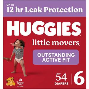 Huggies Size 6 Diapers, Little Movers Baby Diapers, Size 6 (35+ lbs), 54 Count