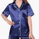 Arshiner Girls Pajamas Silk Satin Pajama Sleepwear Button Down Pj Set Loungewear 150