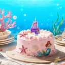 3 x Mermaid Themed Birthday Candles 4 for Anniversary Party Cake Decorations, Number 4 Girls Glitter Birthday Party Favors, 2.87 inch Cup Cake Topper Supplies