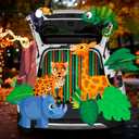 2 x JOYIN Halloween Trunk or Treat Decorations Kit Jungle Theme with Rhinoceros, Giraffe, Parrot, Chameleon, Cheetah, etc Zoo Animal Car Decorations Kit for Outdoor SUV Garage Archway Door House