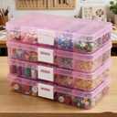 4-Pack Plastic Organizer Boxes with 40 Grids, Stackable Jewelry & Craft Storage Case, Waterproof Hardware Parts Holder for Beads, Nails, and Fishing Tackle, Portable DIY Hobbyist Gift (Pink)
