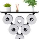 Toilet Paper Holder Rack, Funny Wall Mount Toilet Paper Storage for Extra 12 Rolls, Metal Wall Art Sculpture Bathroom Decor Tissue Holder Shelf (Black)