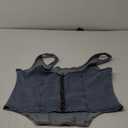 Women's Square Neck Sleeveless Corset Denim Top Zip Back Asymmetrical Hem Tank Top L