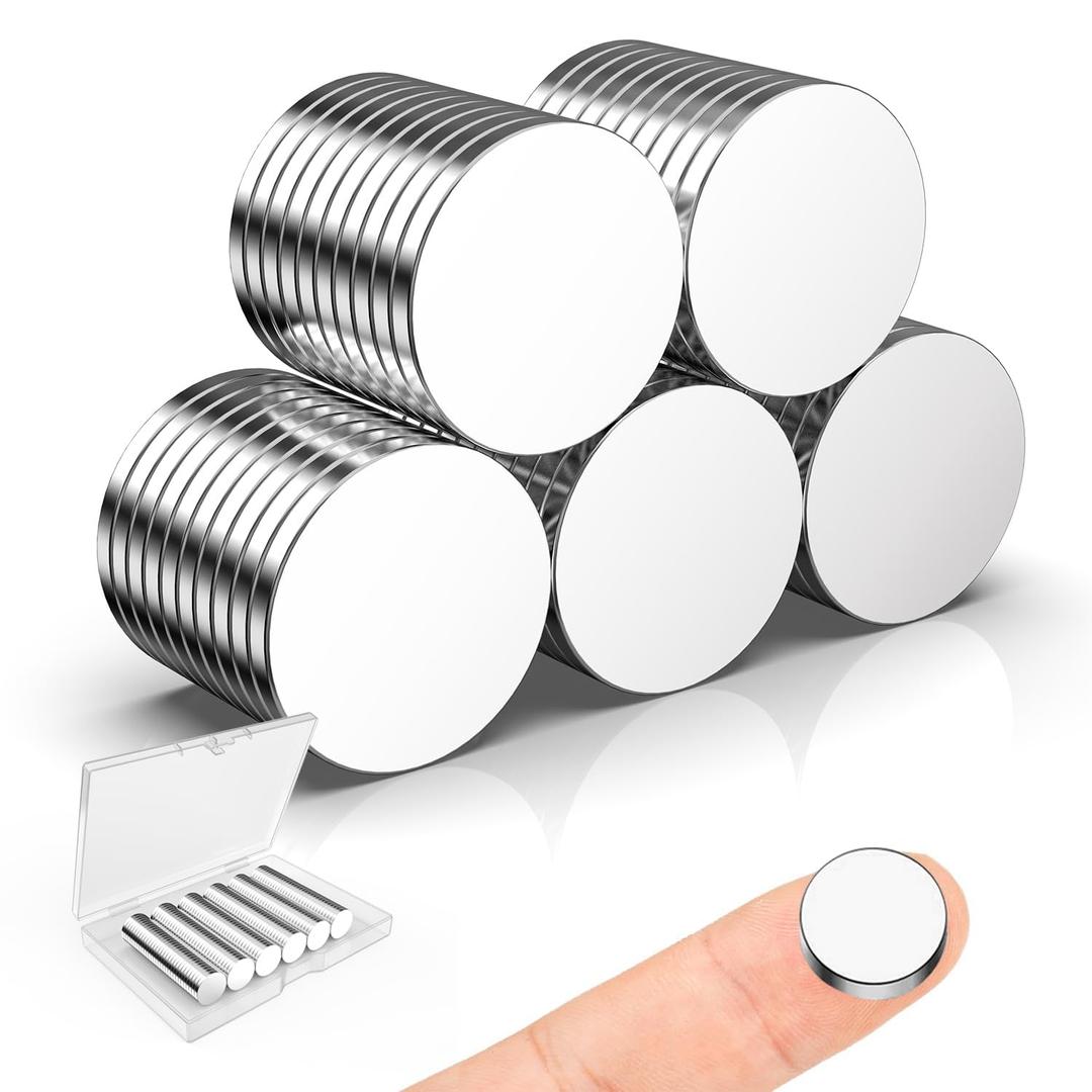 Heavy Duty Magnets, Caturledas 50 Pack 20x2 mm Small Round Magnetic Rare Earth Neodymium Fridge Magnet for Home Kitchen Office School Hanging Album Photo Drawing, Silver