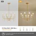 Pevfah Modern Farmhouse Gold Chandeliers for Dining Room Light Fixture, 8-Light Metal Candle Chandeliers Lighting for Living Room Staircase Foyer Entryway Bedroom