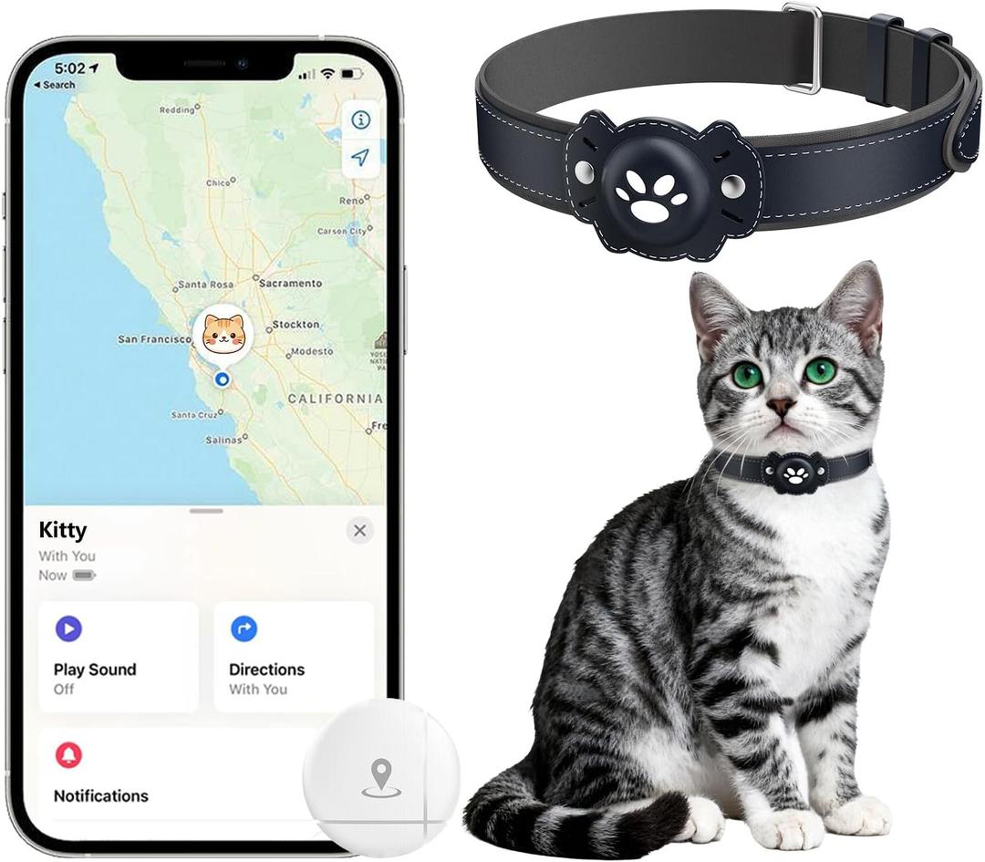2-in-1 GPS Tracker for Cats: Smart Pet Collar with Real-Time Tracking,No Monthly Fee/Subscription (iOS & Android) Waterproof, Anti-Lost,365-Day Long Battery Life GPS Tracker Cat Collar (Blue)