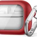 SURITCH for Samsung Galaxy Buds 3 Pro (2024) / Buds 3 (2024) / Buds3 FE (2025) Case, Magnetic Bumper Cases, Rugged Shockproof Protective Covers with Carabiner & Cleaning Kit & Removal Tool, Red