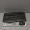 Wireless Keyboard and Mouse Combo, Wave Keys Full-Sized Ergonomic Keyboard with Cushioned Plam Rest, Phone Holder, Comfortable Natural Typing, 2.4G Cordless Set for Computer, Laptop, PC, Mac, Windows (Black)