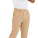 Mens Slim Fit Golf Pants, Lightweight Comfortable Dress Pants Slacks Trousers for Work & Casual with Pockets, 30"/32"/34" (Beige)